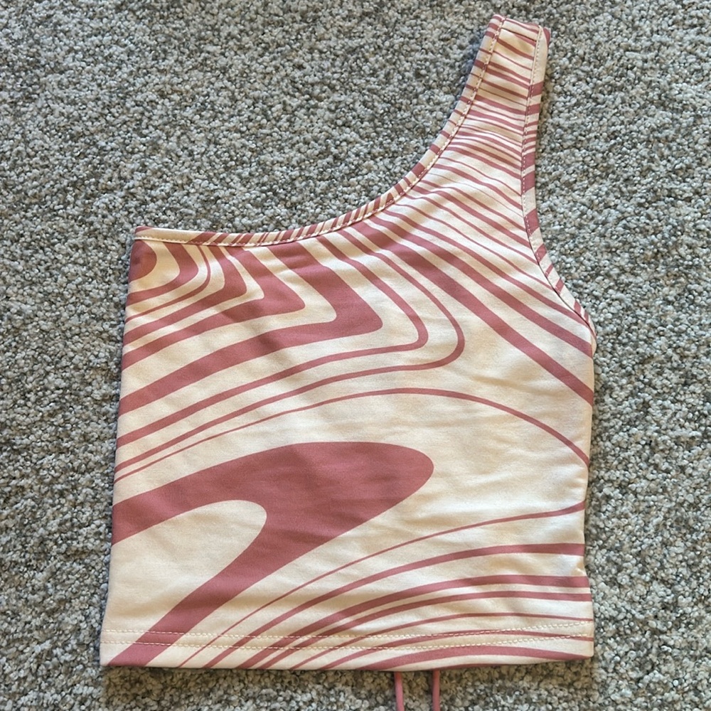 NWOT Shein Swirl Crop Top with Tie Back